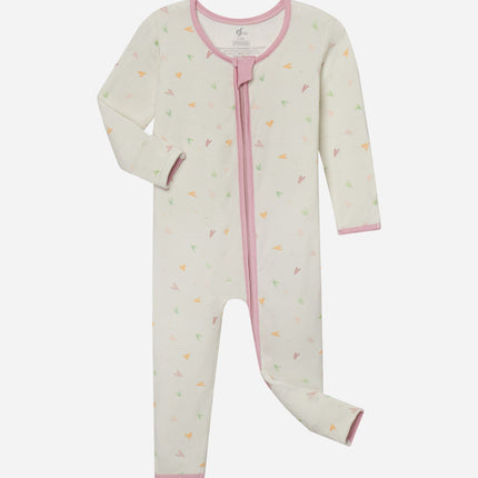 Heart Bamboo Convertible Footed Onesie