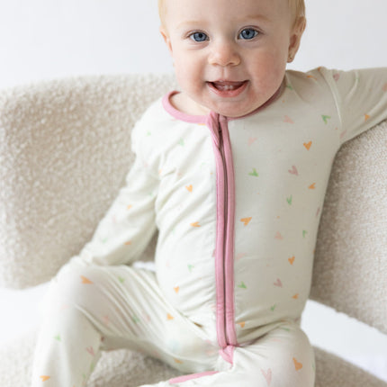 Heart Bamboo Convertible Footed Onesie