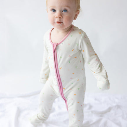 Heart Bamboo Convertible Footed Onesie