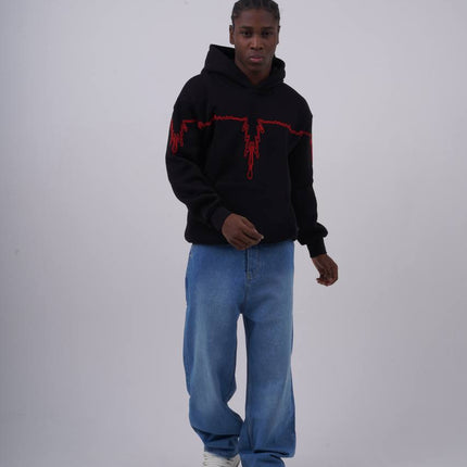 "Heartbeat" Embroidered Graphic Hoodie