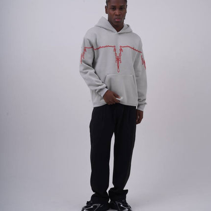 "Heartbeat" Embroidered Graphic Hoodie