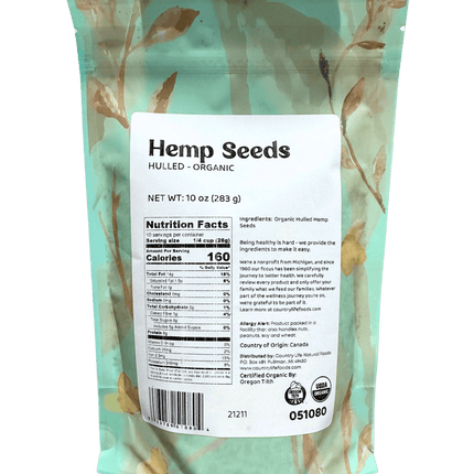 Hemp Seeds, Hulled, Organic