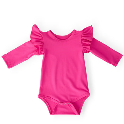 Hot Pink L/S Flutter Bodysuit