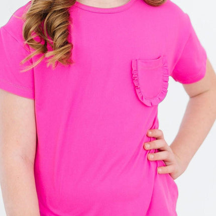Hot Pink Ruffle Pocket Tee