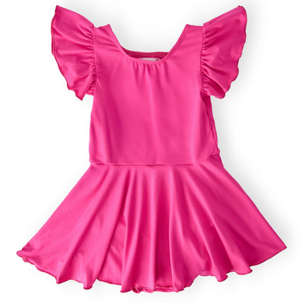 Hot Pink S/S Twirl Leotard