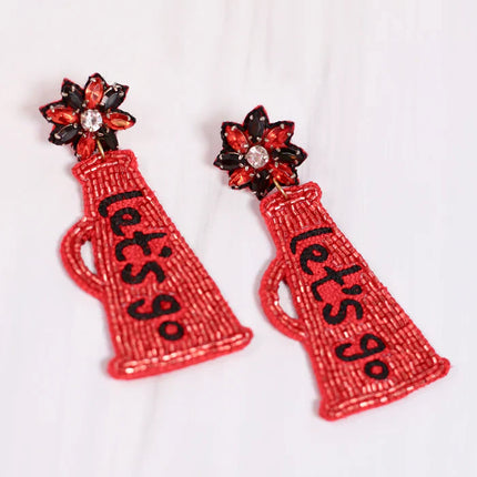 Red/Black Lets Go Megaphone Earrings