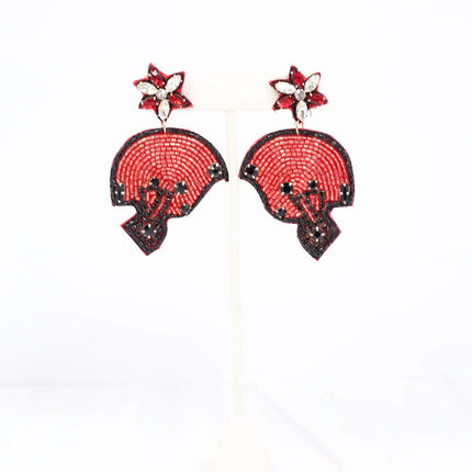 Red/Black Football Helmet Earrings