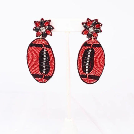 Red/Black Football Earrings