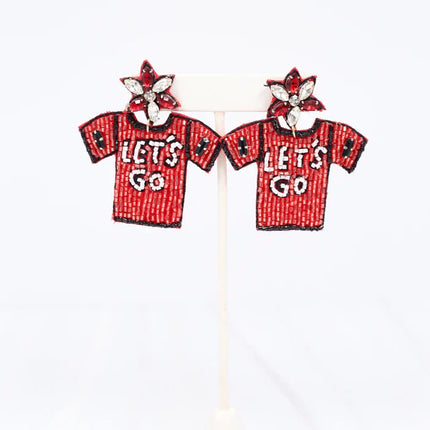 Red/Black Lets Go Jersey Earrings