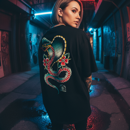 Spitting Cobra Tattoo Tee | Ghost & Darkness Streetwear