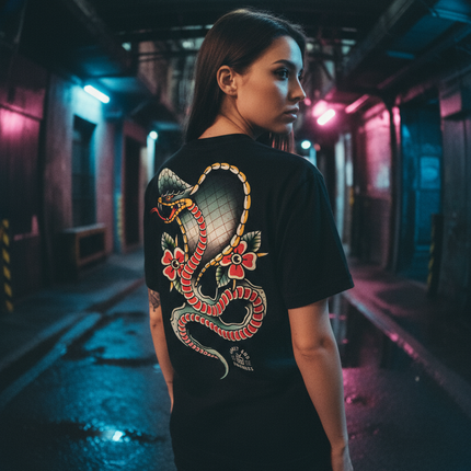 Spitting Cobra Tattoo Tee | Ghost & Darkness Streetwear