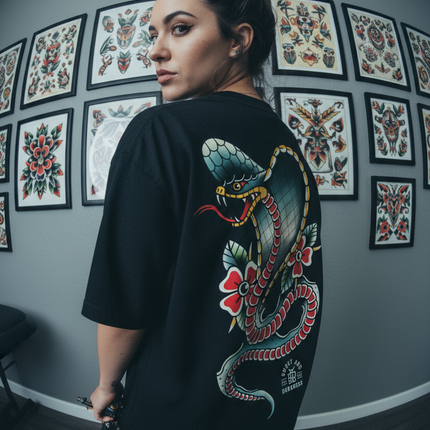 Spitting Cobra Tattoo Tee | Ghost & Darkness Streetwear