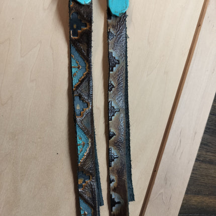 Blue Navajo Embossed Leather Hat Band Only 950a