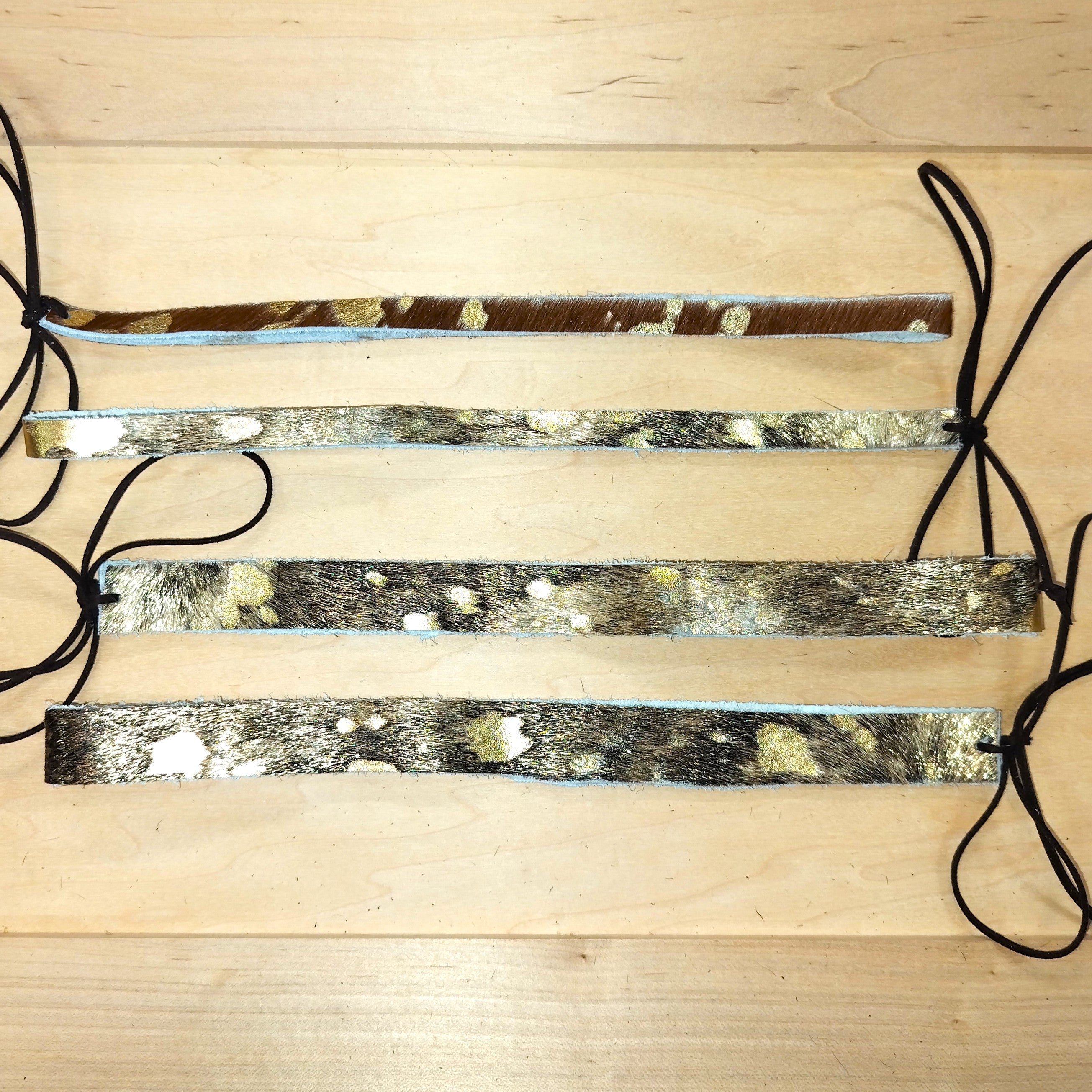 **Tan Metallic Leather Hat Band Only 984b