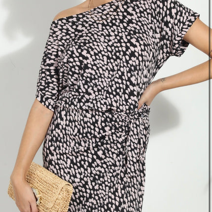 Black Faux Wrap Dress