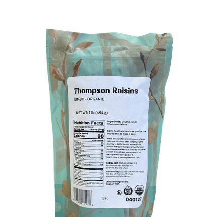 Raisins, Thompson Jumbo, Organic