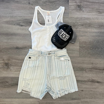 Striped Denim Short-CLEARANCE