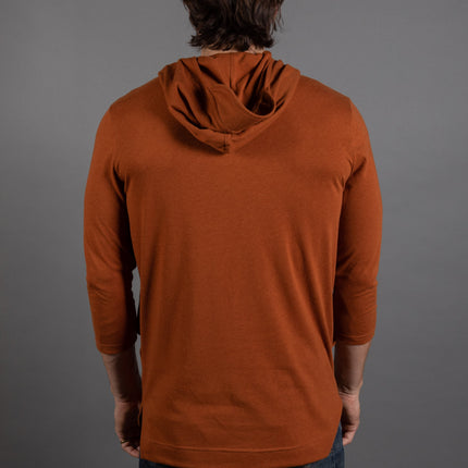 Men's 3/4 Sleeve Cowl Neck Visor Hoodie