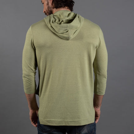 Men's 3/4 Sleeve Cowl Neck Visor Hoodie