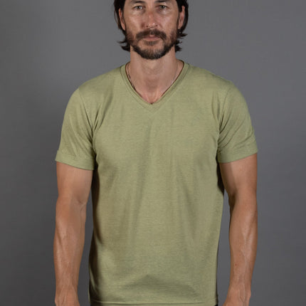 Men's Tri-Blend Stitch Sleeve V-Neck Tee
