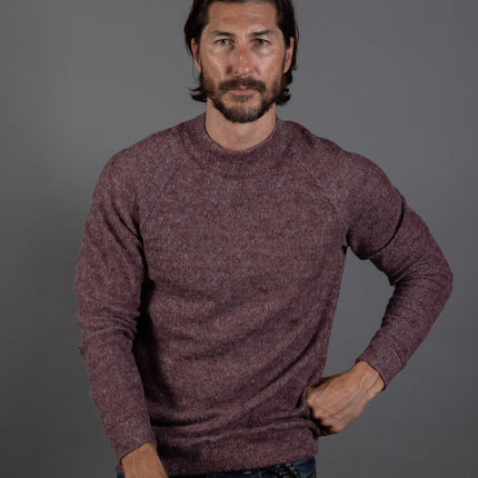 Men's Soft Knit Melange Wide Neck Pullover Sweater