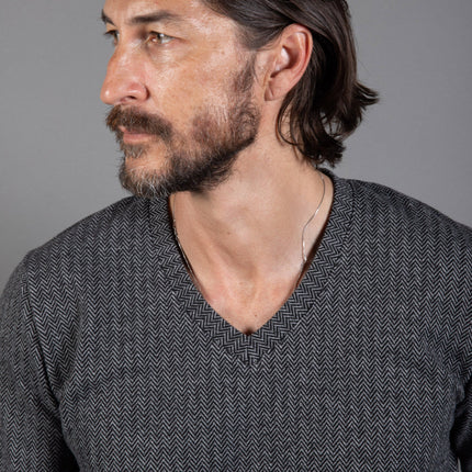 Spencer Herringbone V-Neck Sweater