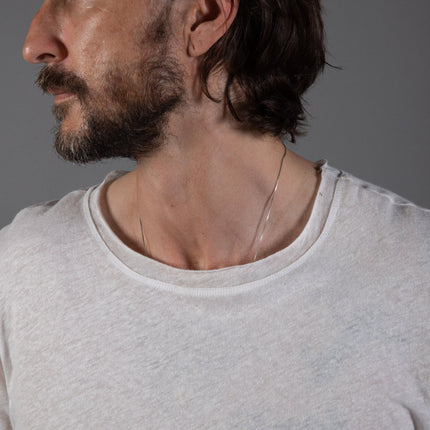 Men's Wallace Raw Neck Cotton Linen Crew Tee