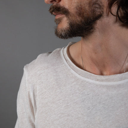 Men's Wallace Raw Neck Cotton Linen Crew Tee
