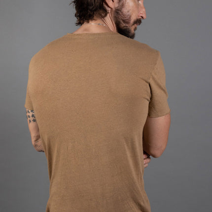 Men's Wallace Raw Neck Cotton Linen Crew Tee