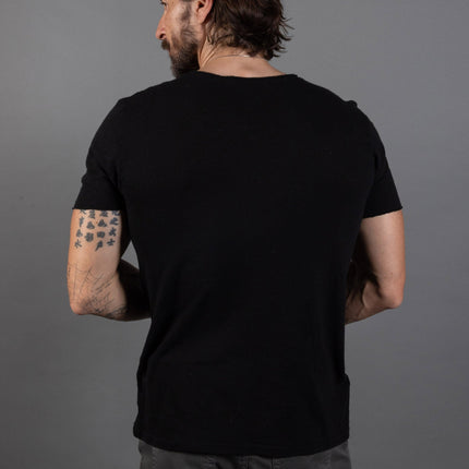 Men's Wallace Raw Neck Cotton Linen Crew Tee