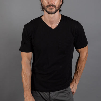 Men's Warren Wide Pocket Cotton Linen V-Neck Tee