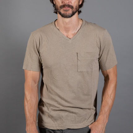 Men's Warren Wide Pocket Cotton Linen V-Neck Tee