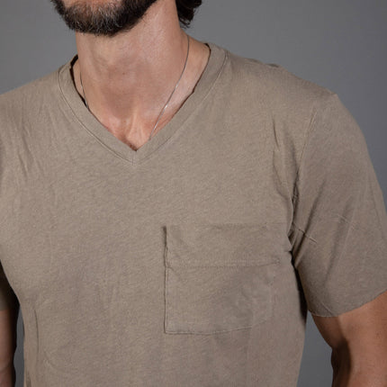 Men's Warren Wide Pocket Cotton Linen V-Neck Tee