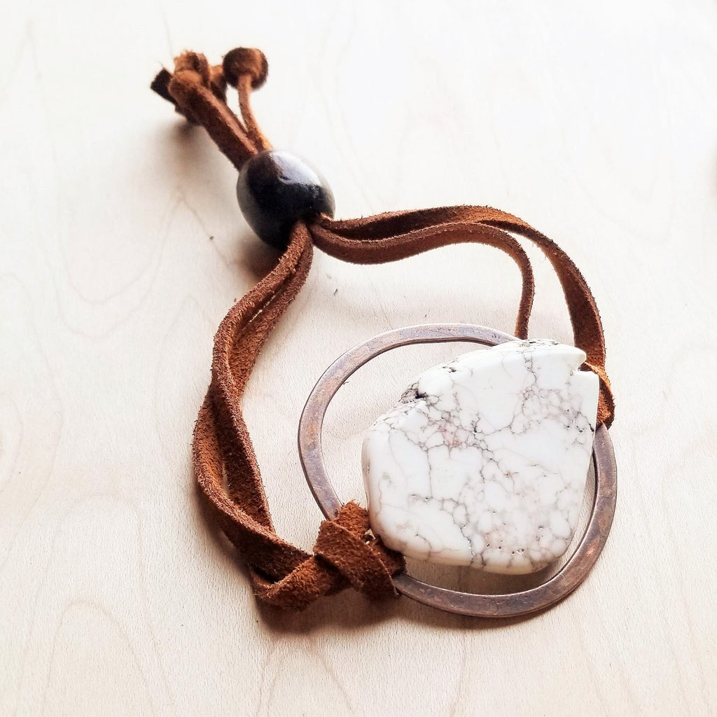 White Turquoise Bracelet w/ Adjustable Ties 010h