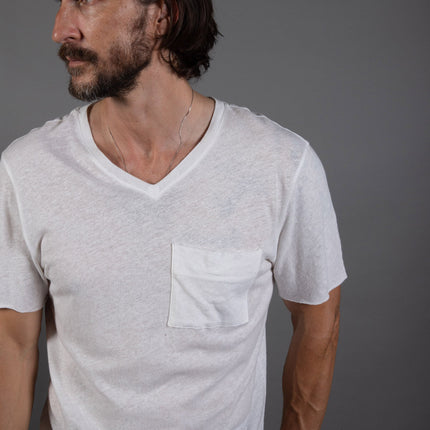 Men's Warren Wide Pocket Cotton Linen V-Neck Tee