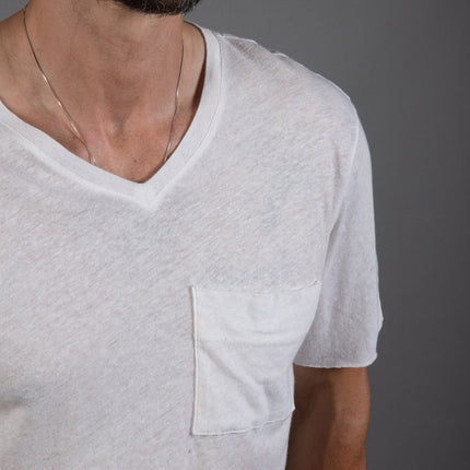 Men's Warren Wide Pocket Cotton Linen V-Neck Tee