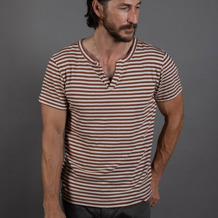 Men's Cross V-Neck Stripe Tee