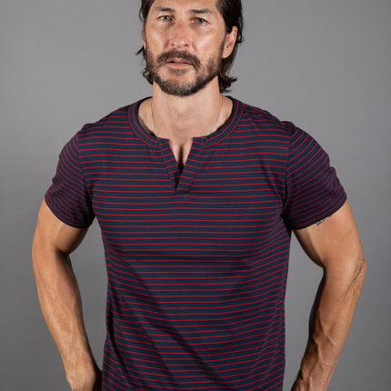 Men's Cross V-Neck Stripe Tee