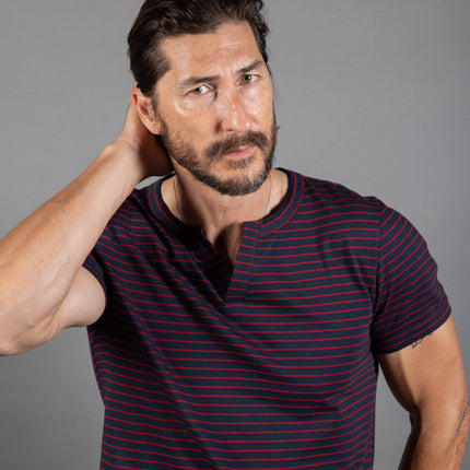 Men's Cross V-Neck Stripe Tee