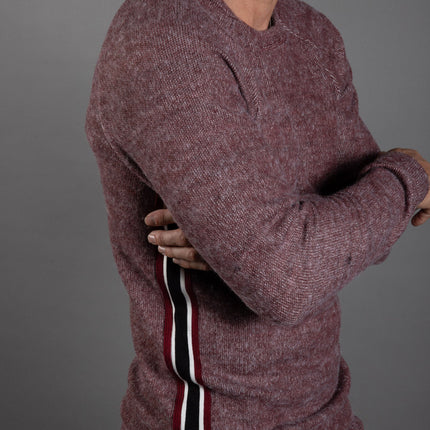 Men's Soft Knit Melange Side Stripe Pullover Sweater