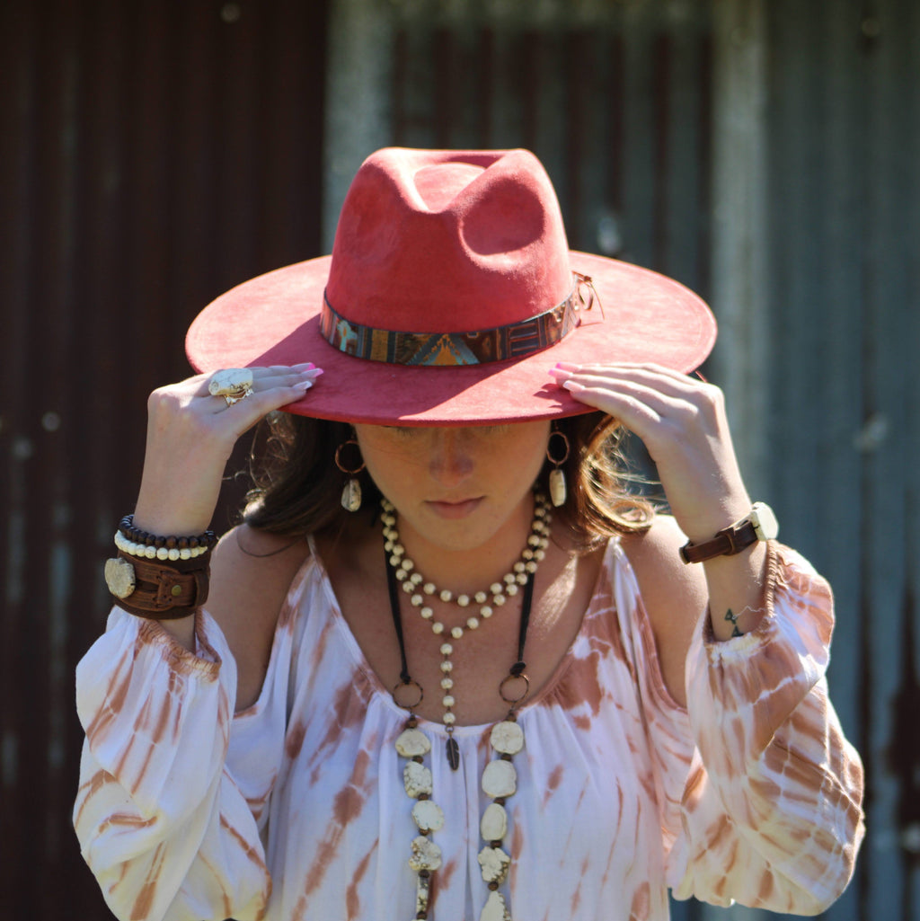 Genuine Leather Wide Cuff Bracelet w/ Aqua Terra Slab 006a