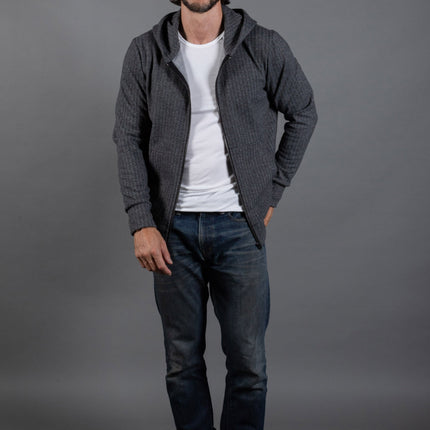 Spencer Herringbone Zip Front Hoodie