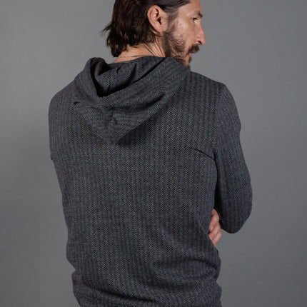 Spencer Herringbone Zip Front Hoodie