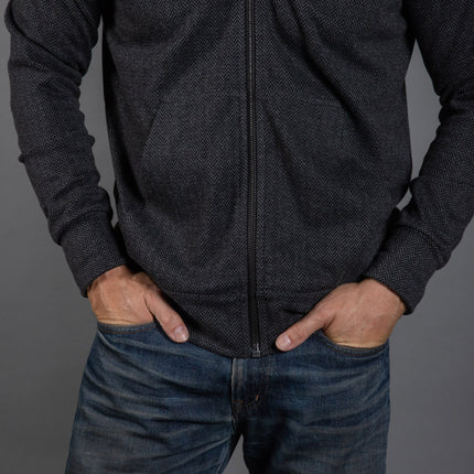 Spencer Herringbone Zip Front Hoodie