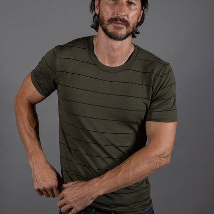 Men's Brolin Raw Neck Crew Stripe Tee