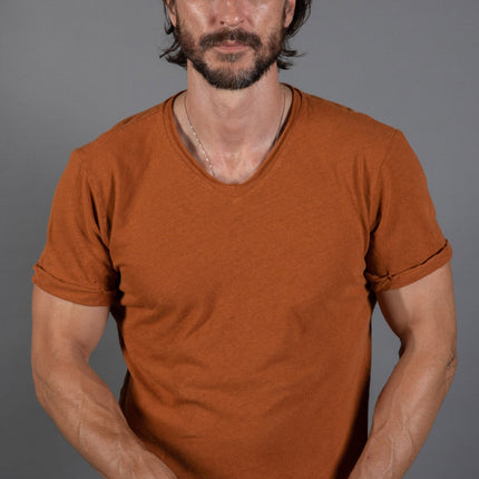 Men's Cotton Linen V-Neck Tee