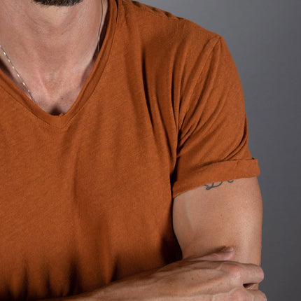 Men's Cotton Linen V-Neck Tee