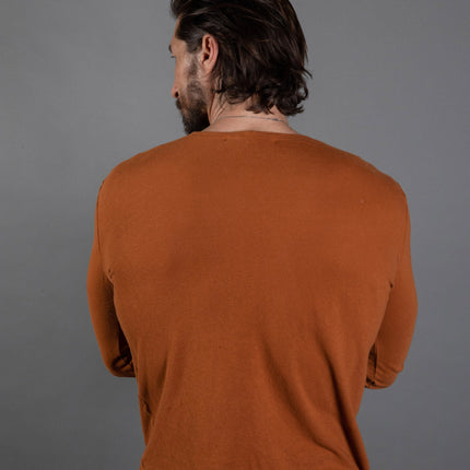 Men's Linen Blend Crew Neck Long Sleeve