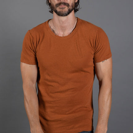 Men's Linen Blend Wide Neck Band Tee