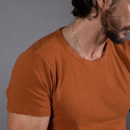 Men's Linen Blend Wide Neck Band Tee